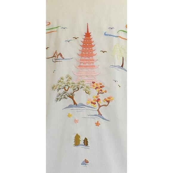 Vintage 80s Embroidered Rayon Blend Wrap Robe, Knee Length, New with Tags, NWT - Picture 4 of 10